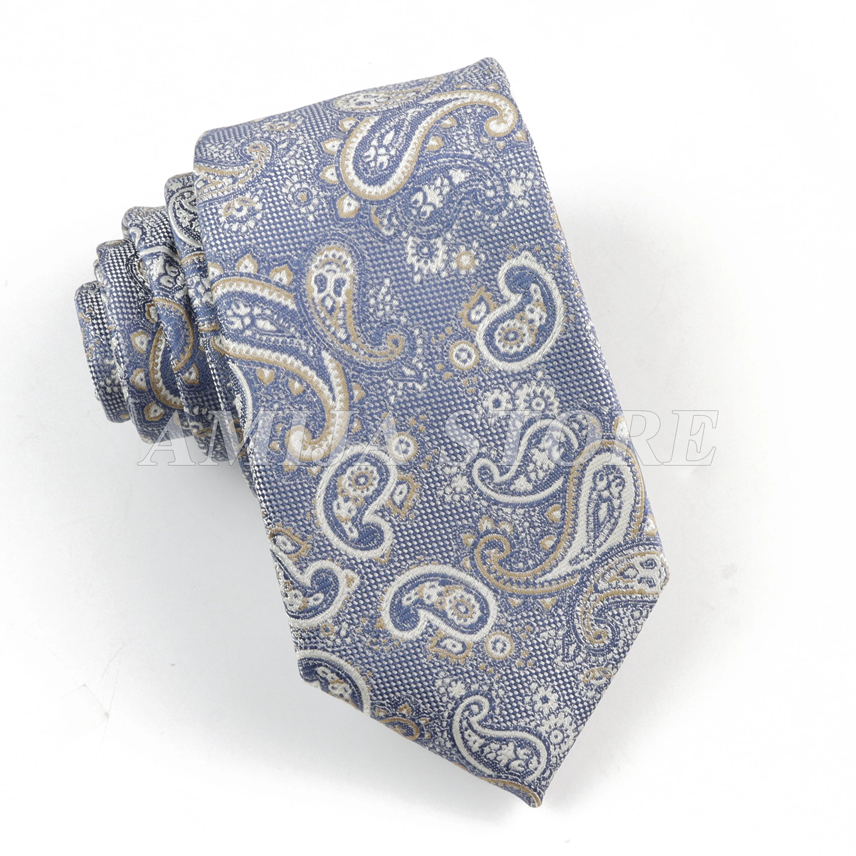 Persian Boteh Jegheh Paisley Necktie — Purple & Blue Woven Silk-Style Tie for Weddings & Formal Occasions