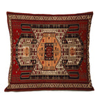 Persischer Teppich-Kissenbezug – Geometrisches rot-blaues Stammesmuster, 45x45cm oder 50x50cm