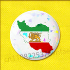 Kaiserliches Wappen des Iran runde Anstecknadel – Löwe, Sonne & Krone Brosche in 4 Größen
