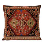Persischer Teppich-Kissenbezug – Geometrisches rot-blaues Stammesmuster, 45x45cm oder 50x50cm