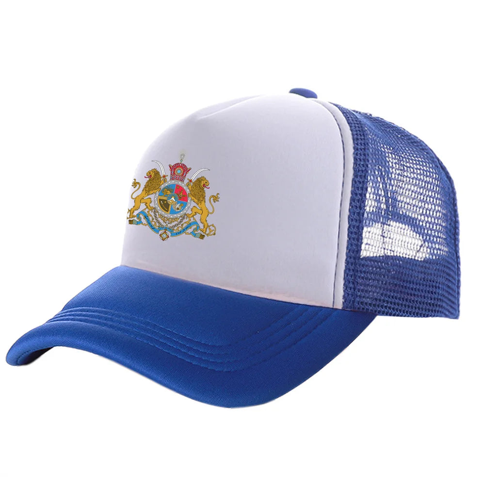 Iran Imperial Flag Trucker Cap — Unisex Mesh Baseball Hat with Lion & Sun Design