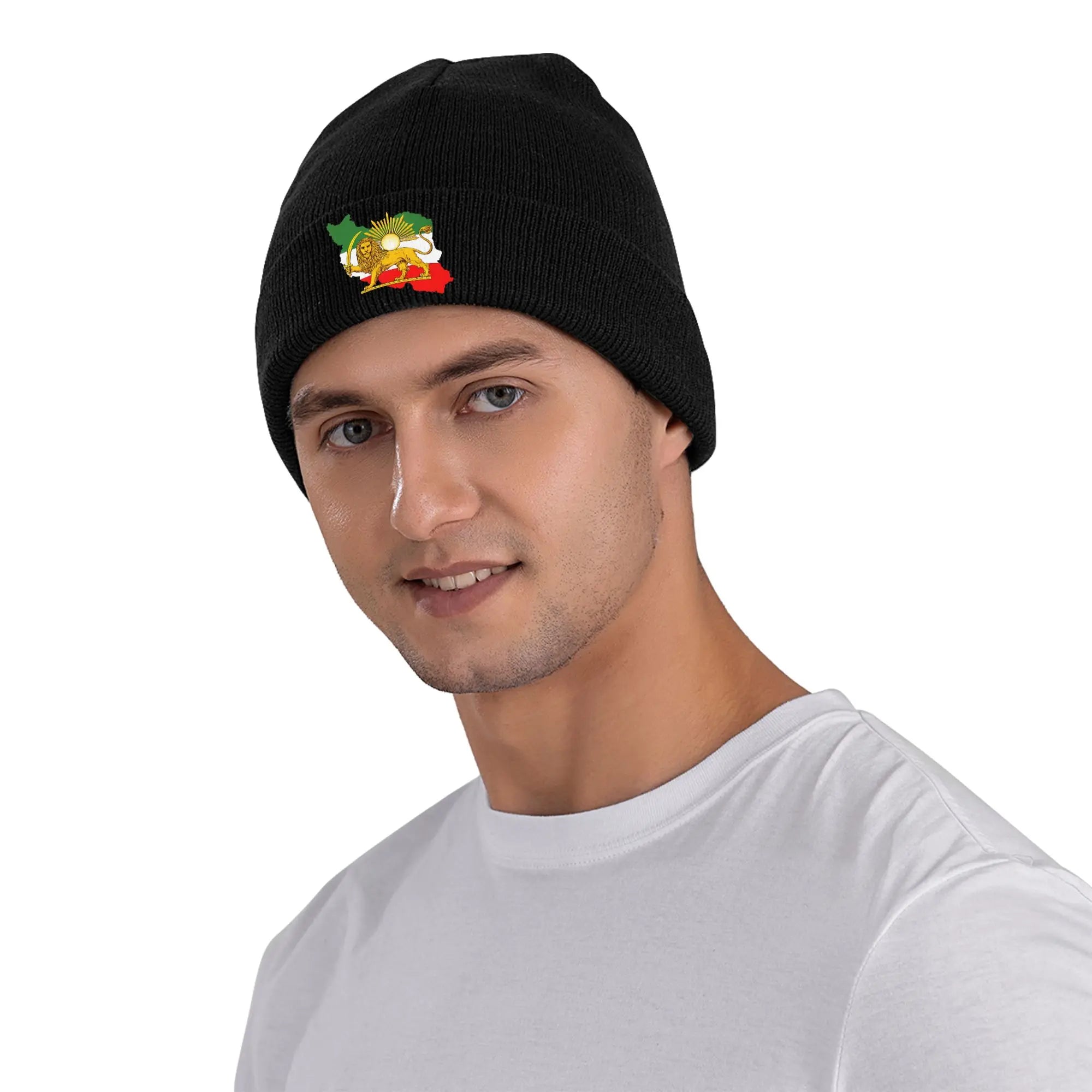 Iran Lion & Sun Heritage Beanie Hat — Vintage Persian Emblem Winter Cap