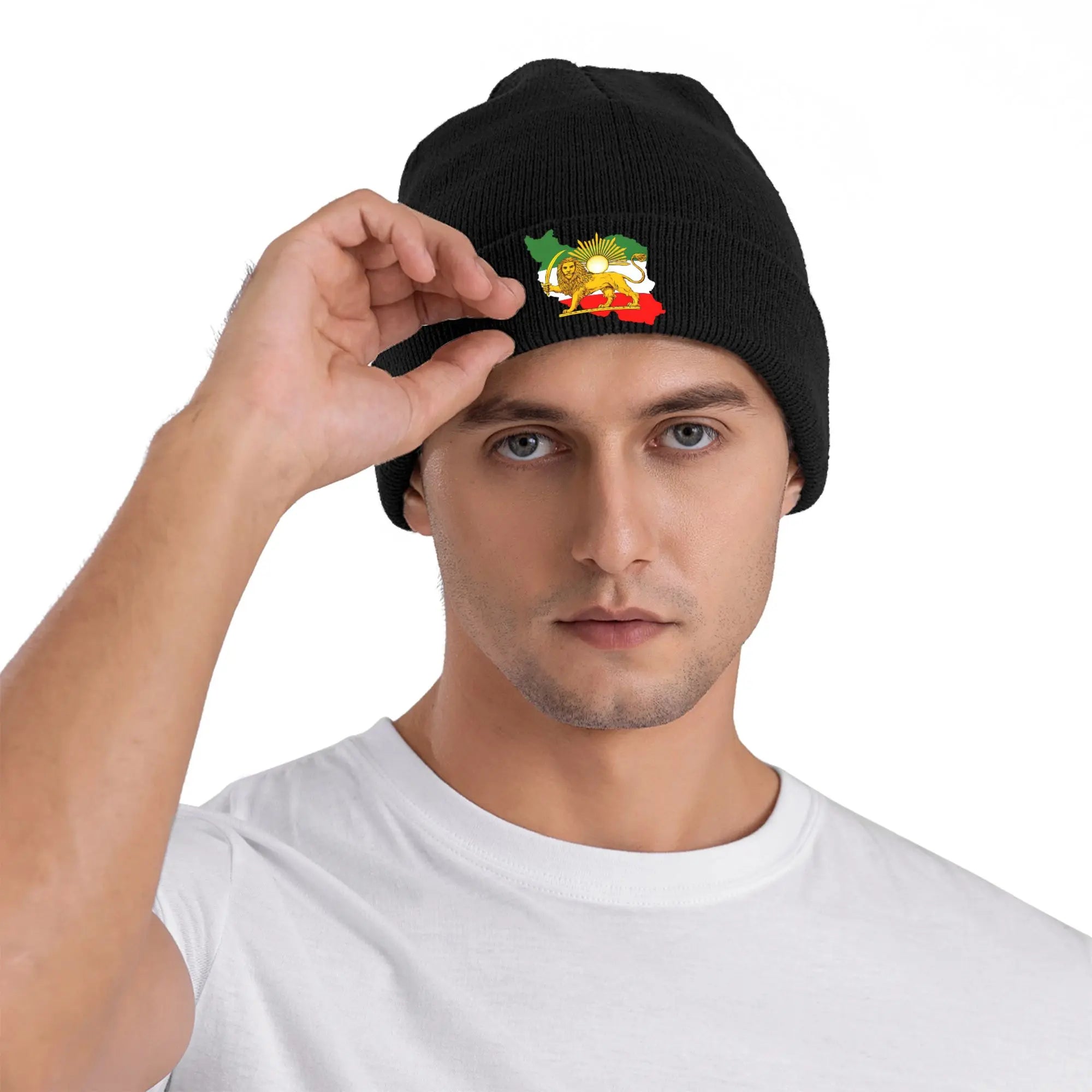 Iran Lion & Sun Heritage Beanie Hat — Vintage Persian Emblem Winter Cap