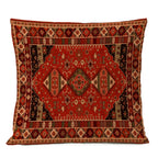 Persischer Teppich-Kissenbezug – Geometrisches rot-blaues Stammesmuster, 45x45cm oder 50x50cm
