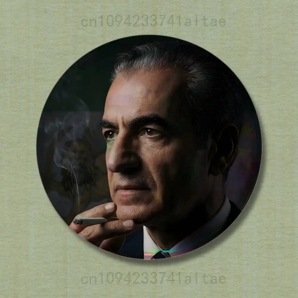 Mohammad Reza Shah Pahlavi Round Pin Badge — Persian Heritage Brooch & Souvenir
