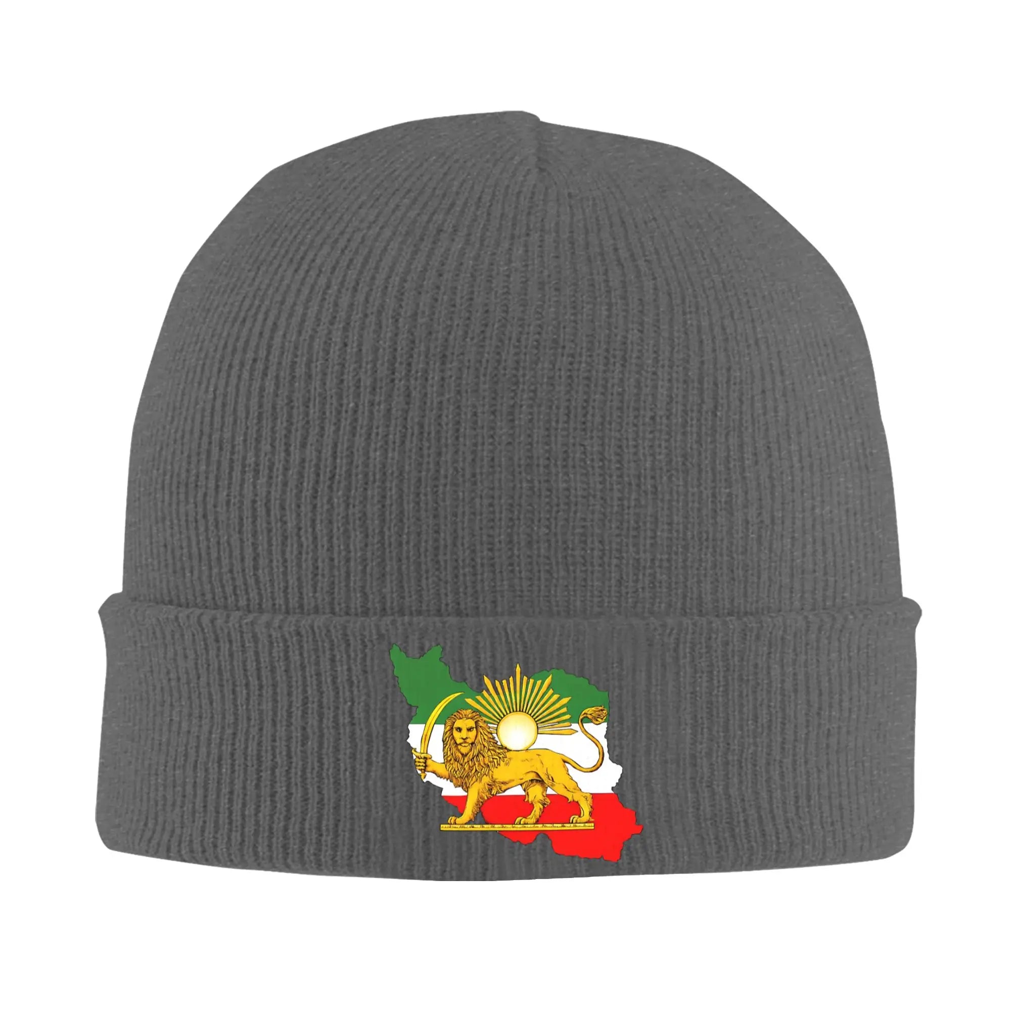 Iran Lion & Sun Heritage Beanie Hat — Vintage Persian Emblem Winter Cap
