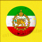 Kaiserliches Wappen des Iran runde Anstecknadel – Löwe, Sonne & Krone Brosche in 4 Größen