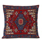 Persischer Teppich-Kissenbezug – Geometrisches rot-blaues Stammesmuster, 45x45cm oder 50x50cm
