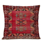 Persischer Teppich-Kissenbezug – Geometrisches rot-blaues Stammesmuster, 45x45cm oder 50x50cm