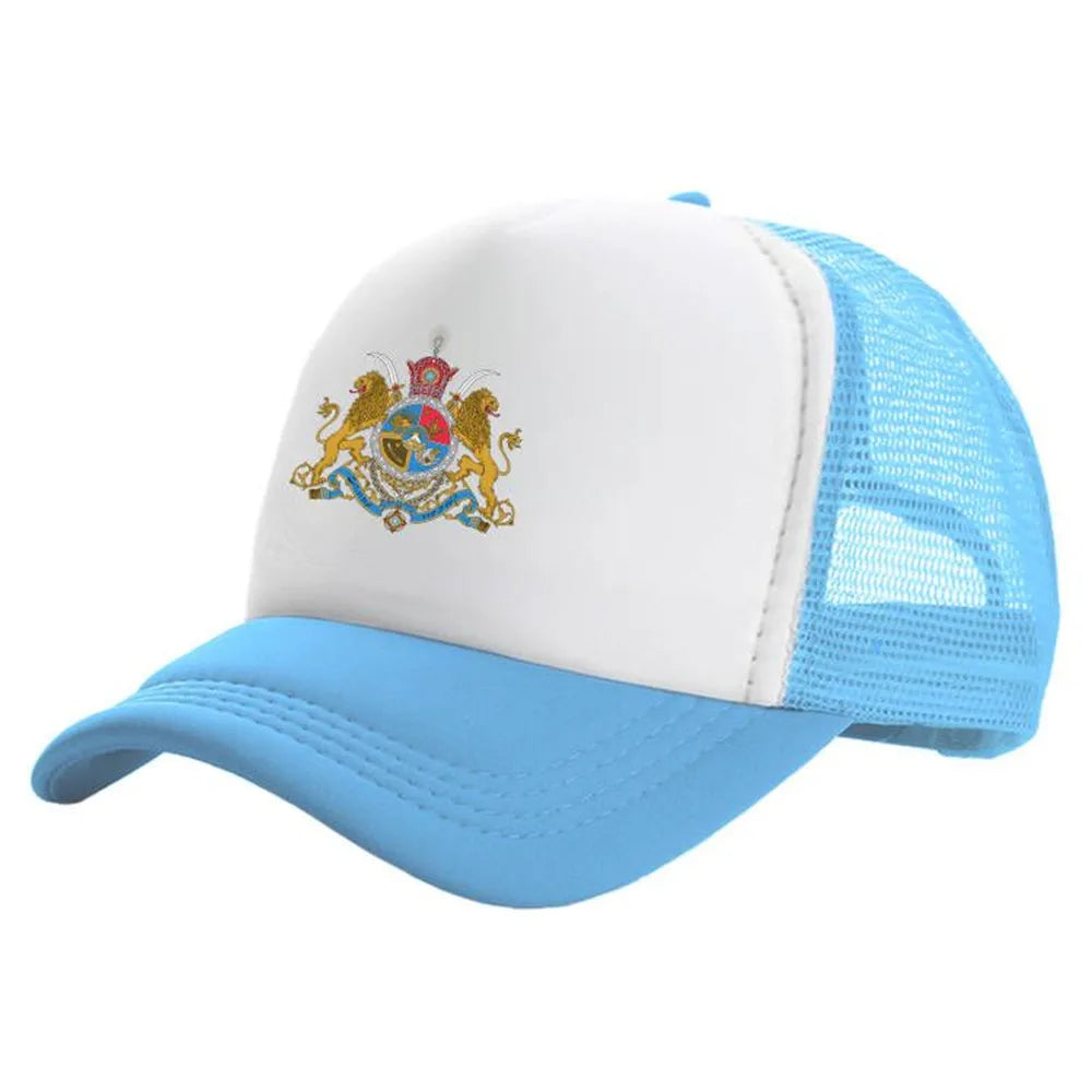 Iran Imperial Flag Trucker Cap — Unisex Mesh Baseball Hat with Lion & Sun Design