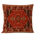 Persischer Teppich-Kissenbezug – Geometrisches rot-blaues Stammesmuster, 45x45cm oder 50x50cm
