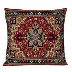 Persischer Teppich-Kissenbezug – Geometrisches rot-blaues Stammesmuster, 45x45cm oder 50x50cm