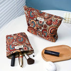 Brown Paisley Persian Cosmetic Organizer Bag – Large