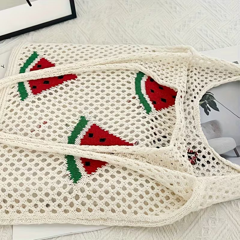 کیف دوشی قلاب بافی هندوانه‌ی شب یلدا